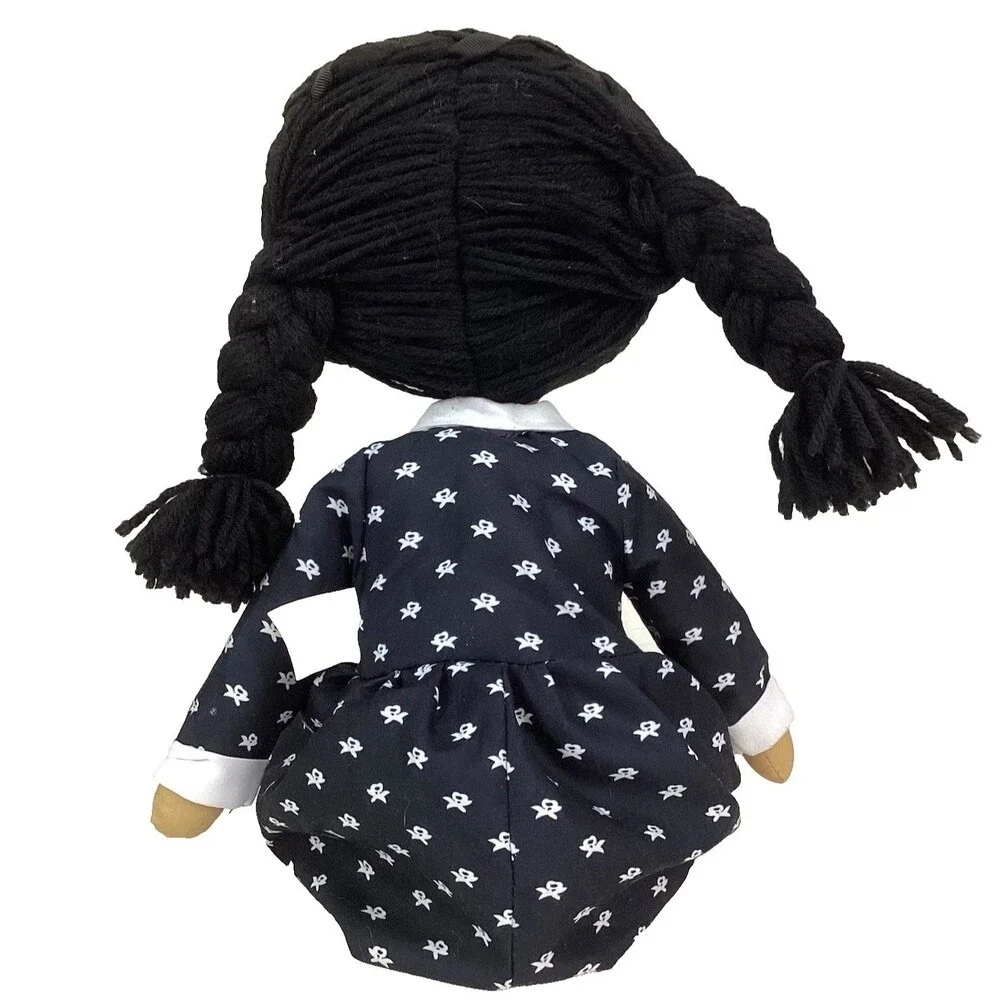 Wednesday Addams Plush Decor Doll - Spooky Halloween Horror - Button Eyes - 18